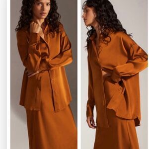 NWT Favorite Daughter Ex-Boyfriend Shirt in Copper Small $ 218.00